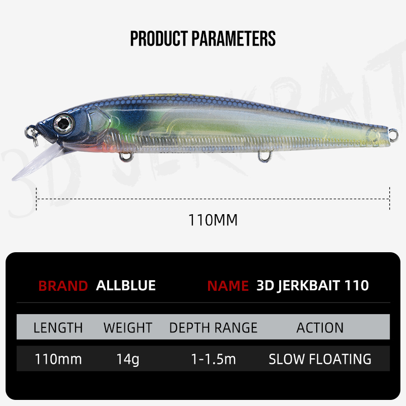 ALLBLUE 3D Jerkbait Wobbler Ba - Fishing Lure Jerkbait incelemesi ve fiyatı