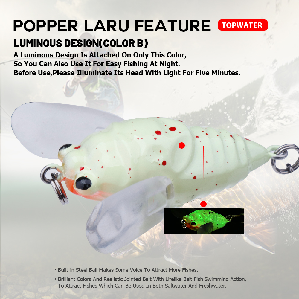 Agoie kanatları ile 6.5g 5cm T - Fishing Lure Popper incelemesi ve fiyatı